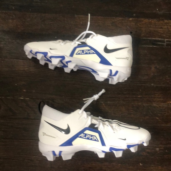 Nike Alpha Menace 3 shark men’s football cleats white + blue size 10.5 NWOB